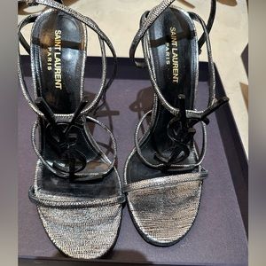 Saint Laurent Cassandra Sandals - Silver